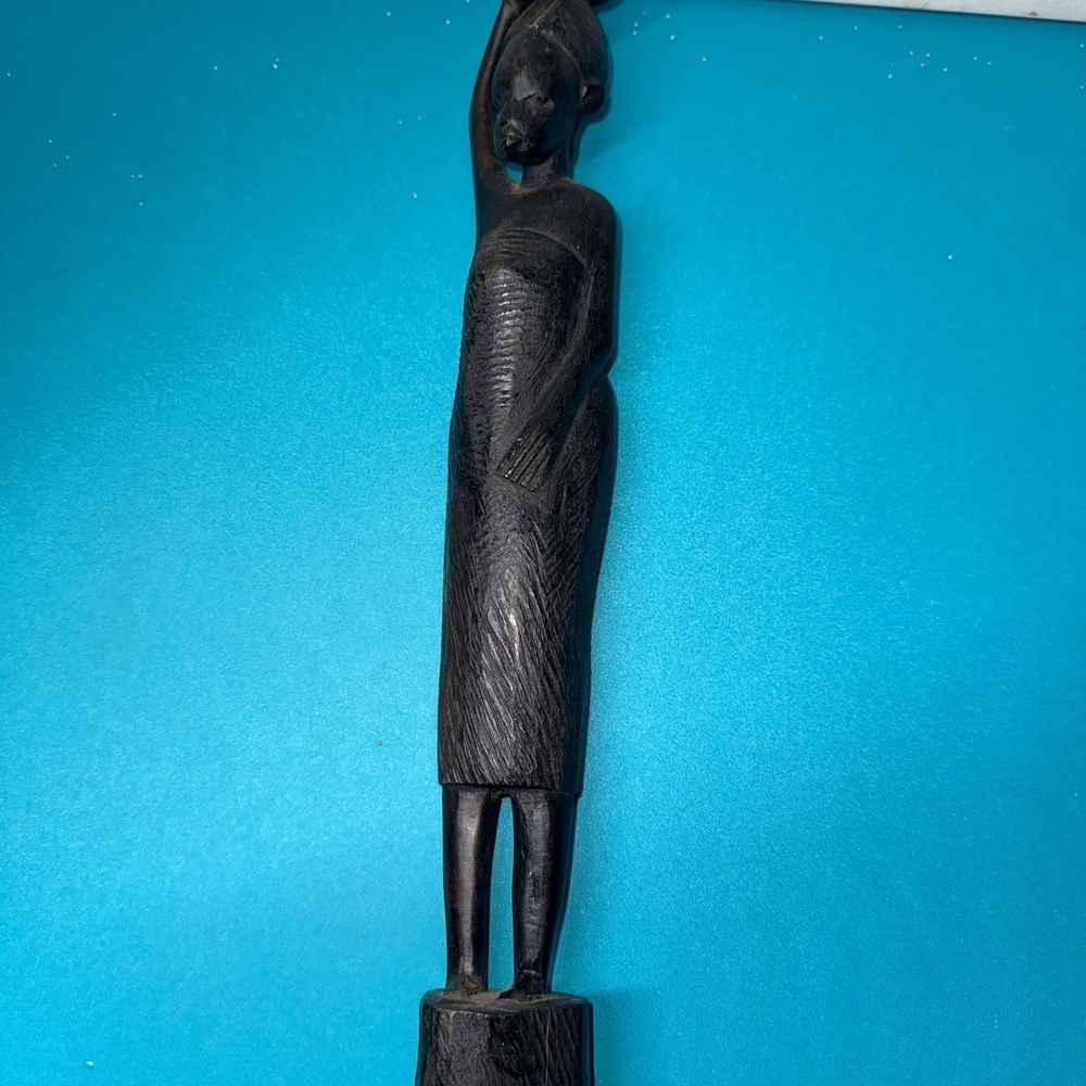 4pcs Wood African Vintage With Hand Carved Tribal Statue - Picture 10 of 14